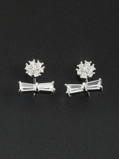 Personalized Platinum Plated White Butterfly Zircon Studs stud Earring