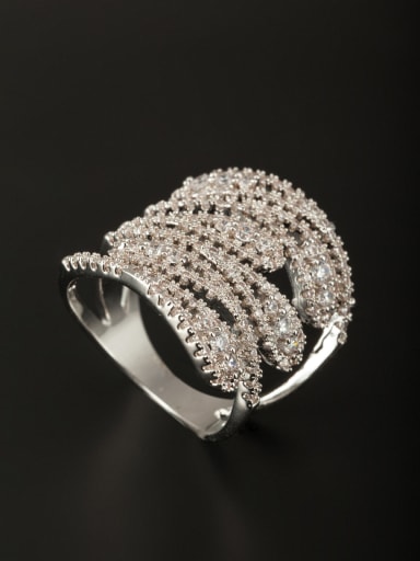 GODKI Luxury Women Wedding Dubai Model No 1000002984 Platinum Plated Copper Zircon White Ring