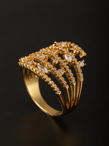 GODKI Luxury Women Wedding Dubai Model No 1000002965 Gold Plated Copper Zircon White Ring