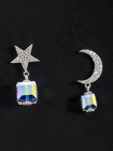 Custom Silver Star Drop drop Earring with Platinum Plated