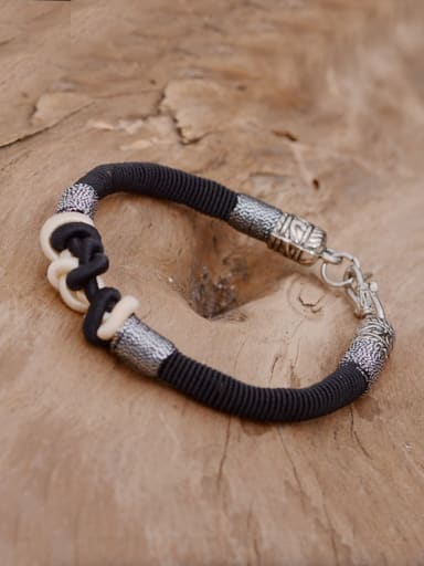 Handmade Chinlon  Bracelet in Black color