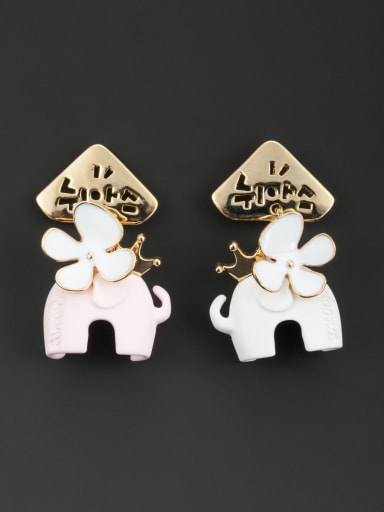 Gold Plated Animal Motif Acrylic Pink Studs stud Earring
