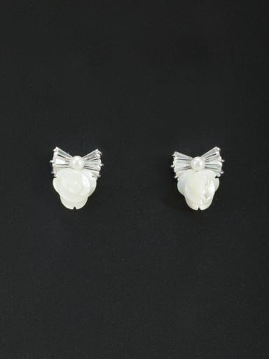 Platinum Plated  White Studs stud Earring