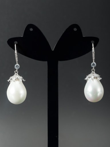 Custom White Face Drop drop Earring with Platinum Plated