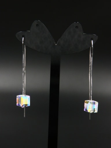 New design Platinum Plated Square Zircon Drop drop Earring in Silver color