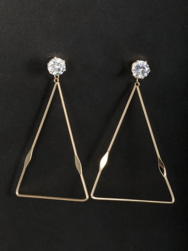 Gold Plated Copper Triangle White Zircon Beautiful Drop drop Earring