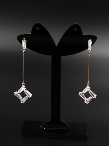 White Studs drop Earring with Gold Plated Zircon