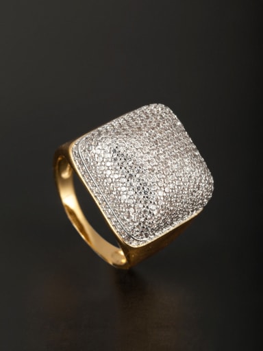 Gold Plated Copper Square White Zircon Beautiful Ring  6#-9#