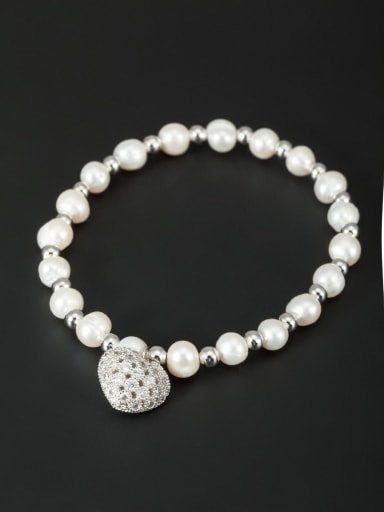 Heart style with Platinum Plated Pearl Bracelet
