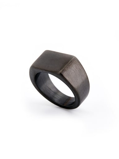 Blacksmith Made Gun Color plated Titanium Square Band Signet Ring