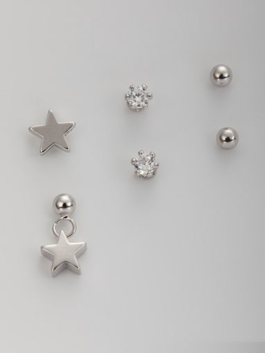 The new Platinum Plated White Zircon Star Combined Studs stud Earring
