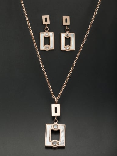 A Stainless steel Stylish Rhinestone 2 Pieces Set Of Square