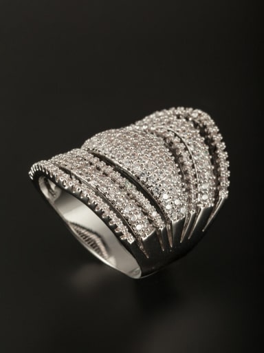 GODKI Luxury Women Wedding Dubai Model No 1000002991 New design Platinum Plated Copper Zircon Ring in White color