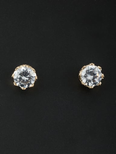 New design Gold Plated Round Zircon Studs stud Earring in White color