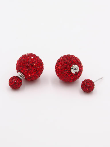 Red Round Youself ! Copper austrian Crystals  Studs stud Earring
