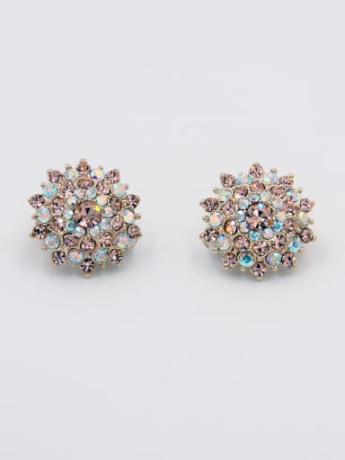 Personalized Gold Plated Multi-Color  Rhinestone Studs stud Earring