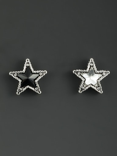 Silver-Plated Star Black Zircon Beautiful Studs stud Earring