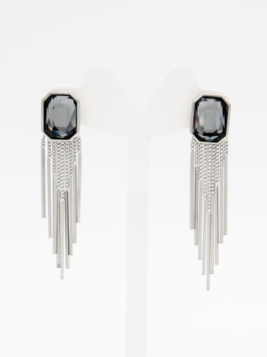 New design Platinum Plated austrian Crystals Studs drop Earring in Grey color