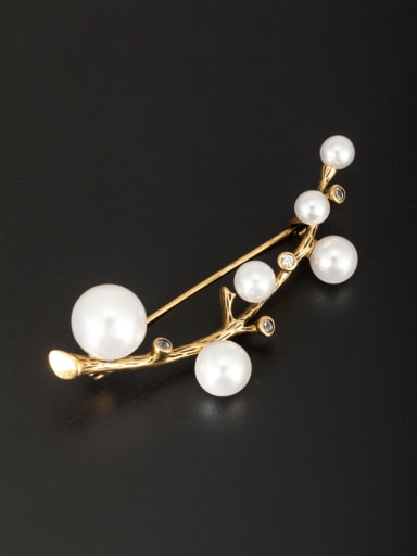 New design Gold Plated Personalized Pearl Lapel Pins & Brooche in White color
