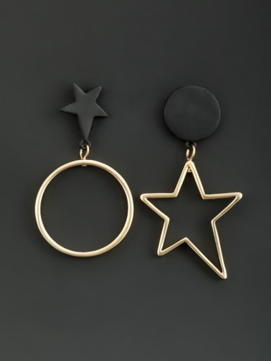 Black color Gold Plated Star Drop drop Earring