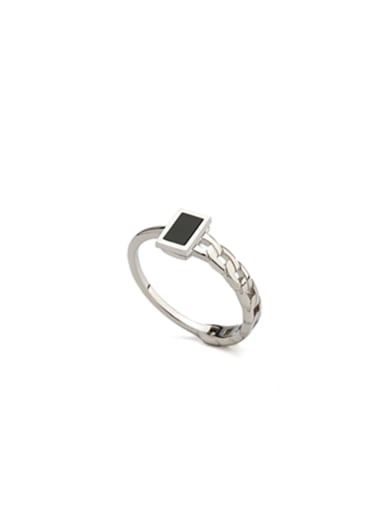Rust Square Band band ring with Silver-Plated Stainless steel