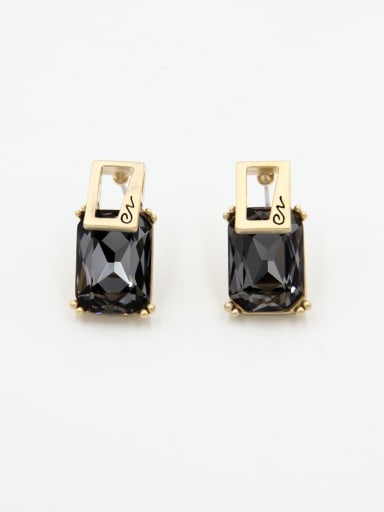 The new  Gold Plated austrian Crystals Geometric Studs stud Earring with Grey