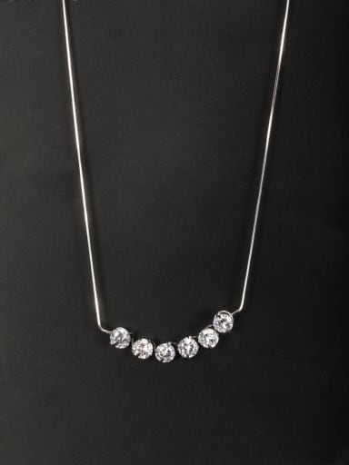 Personalized Platinum Plated White Round Zircon Necklace