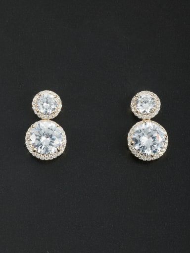 Gold Plated Round Zircon White Drop drop Earring
