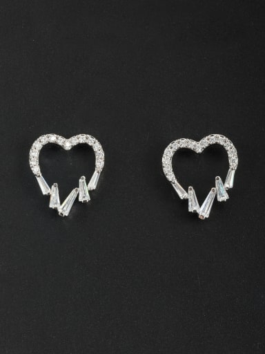 Heart style with Platinum Plated Zircon Studs stud Earring
