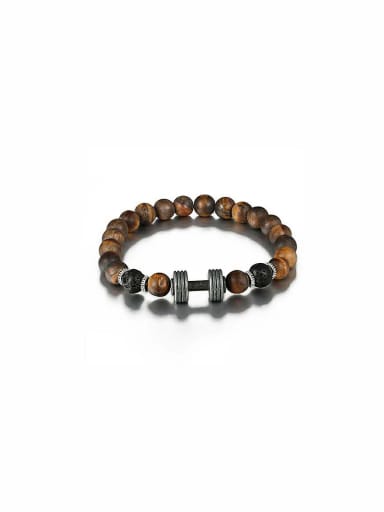 Mother's Initial Brown Bracelet with Charm  tiger eye stone
