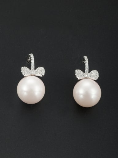 Platinum Plated Butterfly Pink Pearl Beautiful Drop drop Earring