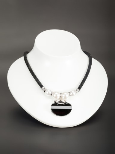 Personalized Platinum Plated Black Round Acrylic Necklace