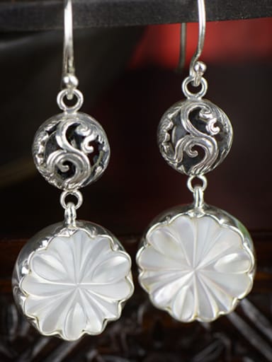 The new  Silver Shell Flower Drop drop Earring with
