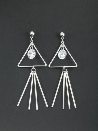 White color Platinum Plated Triangle Zircon Drop drop Earring