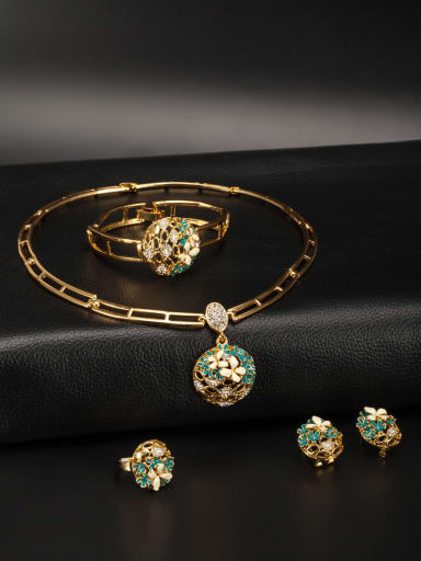 The new Gold Plated Zinc Alloy Round 4 Pieces Set with Multi-Color