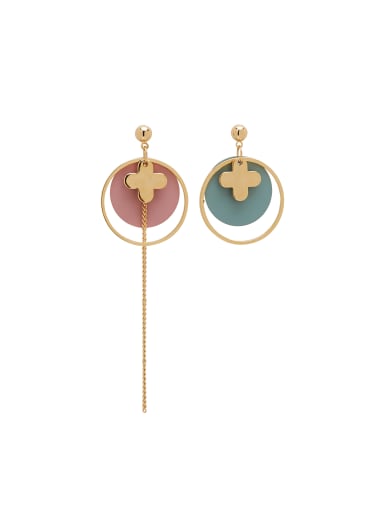 Gold Round Drop drop Earring with Gold Plated Zinc Alloy