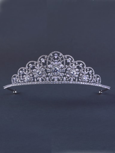Custom White Wedding Crown with Platinum Plated