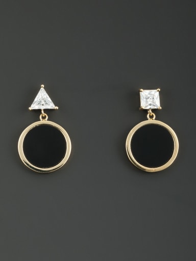 Personalized Gold Plated White Triangle and Round Zircon Drop drop Earring