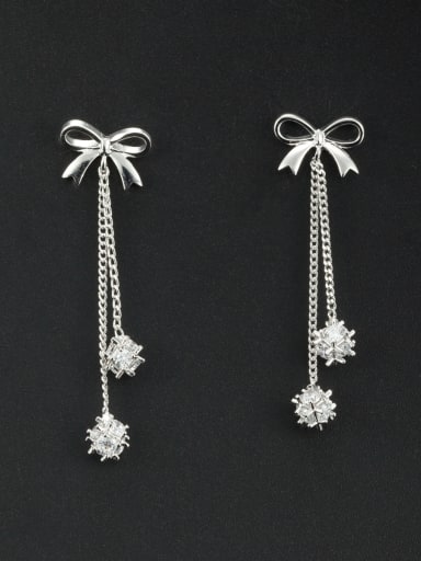Custom White Butterfly Drop drop Earring with Platinum Plated
