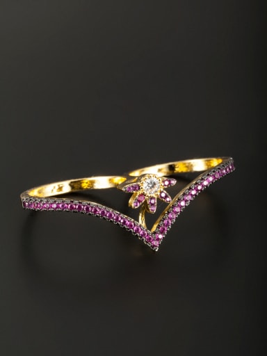 Fuchsia Ring with Gold Plated Copper Zircon  6#-9#