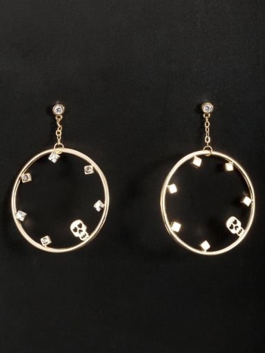 Gold Plated Copper Round Rhinestone White Drop drop Earring