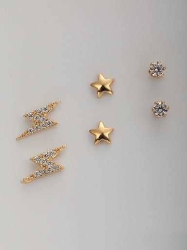New design Gold Plated White  Star Zircon Combined Studs stud Earring