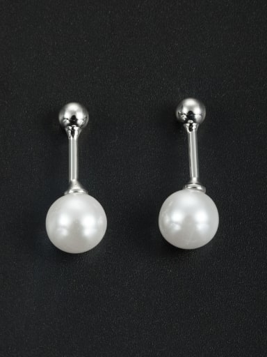 Model No DCZ3826-001 Platinum Plated Round Pearl White Drop drop Earring