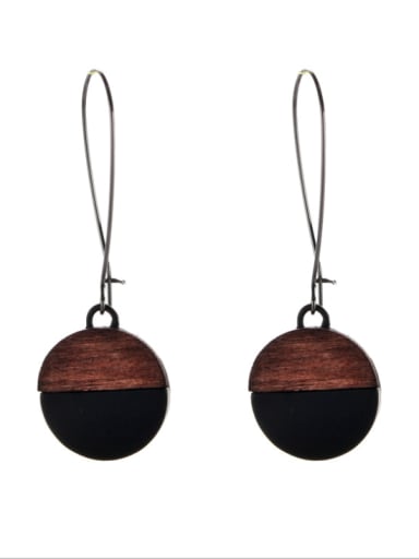 Fashion Gun Color plated Wood Round Drop drop Earring