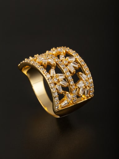 GODKI Luxury Women Wedding Dubai Model No 1000002993 Gold Plated Copper Zircon White Ring