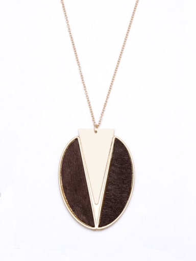 Gold Plated Zinc Alloy Round Brown Necklac