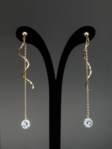 White Zircon chain Drop drop Earring with Gold Plated