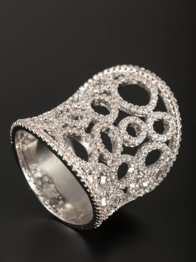 Platinum Plated Copper White Zircon Beautiful Ring  6#-9#