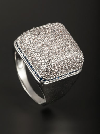 Platinum Plated Copper Square Zircon Ring 6#-9#