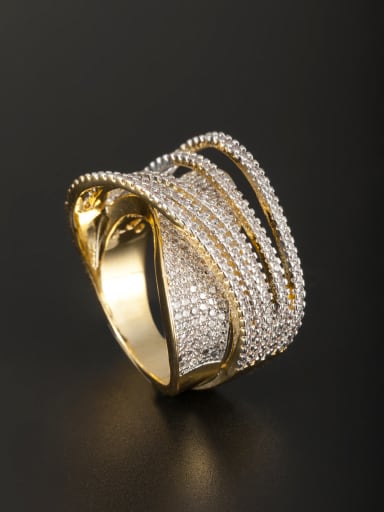 New design Gold Plated Copper Zircon Ring in White color 6#-9#